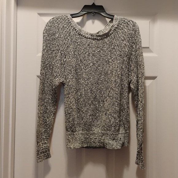 Free People Textured Gray Knit Sweater Stretchy Waistband Fitted Warm Size S - Picture 4 of 4